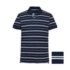 Washed pique striped S/S polo shirt