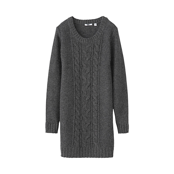 女装编织圆领长版毛衣(长袖)