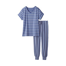 女裝AIRism家居服組(短袖)(橫條紋)