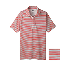 男裝DRY網眼橫條紋POLO衫(短袖)A