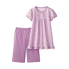 女童DRY家居服組(短袖)(格紋)
