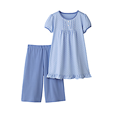 女童DRY家居服組(短袖)(圓點)