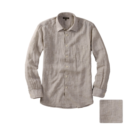 MEN Premium Linen Check Long Sleeve Shirt