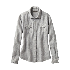 WOMEN Premium Linen Striped Long Sleeve Shirt