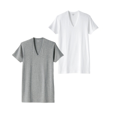 MEN Premium Cotton Short Sleeve V Neck T-Shirt 2P A