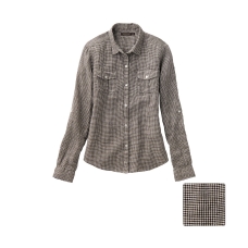WOMEN Premium Linen Check Long Sleeve Shirt