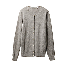 WOMEN Cashmere Crew Neck Cardigan (Long Sleeve)
