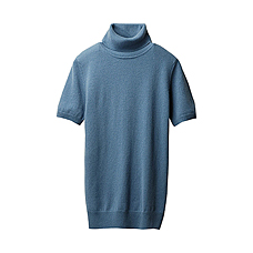 WOMEN Cashmere Polo Neck Short Sleeve Sweater