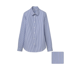 WOMEN UV Cut Stretch Broad Striped Long Sleeve Shirt