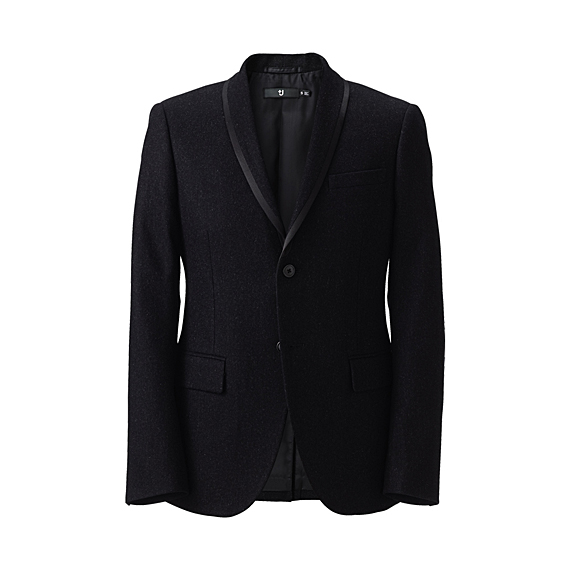 MEN (+J)Wool Flannel Shawl Collar Jacket+E