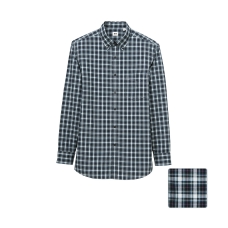 MEN Premium Cotton Broadcloth Check Long Sleeve Shirt D
