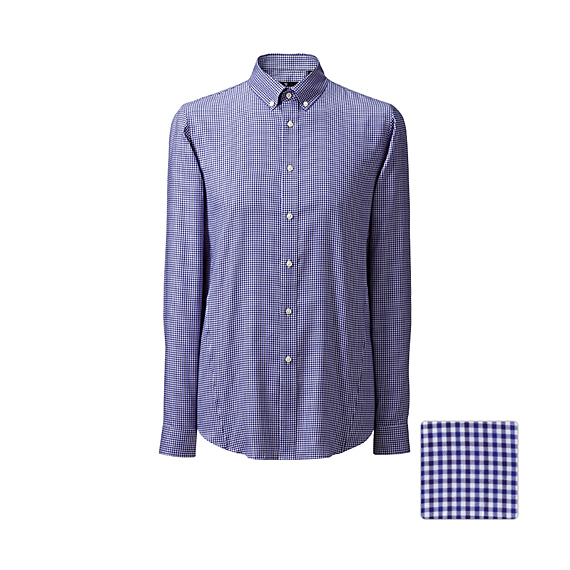 MEN (+J)EFC Oxford Check Slim Fit Long Sleeve Shirt