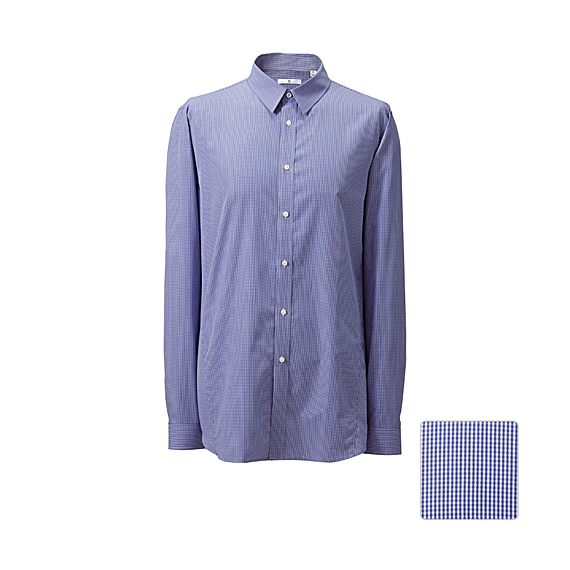 MEN (+J)Extra Fine Cotton Check Slim Fit Long Sleeve Shirt