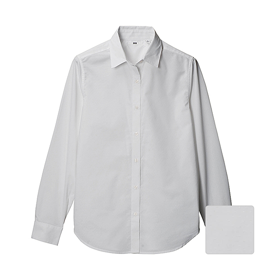 WOMEN Cotton Dobby Long Sleeve Shirt B