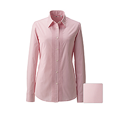 WOMEN UV Cut Stretch Broadcloth Pin-Tuck L/S Shirt A