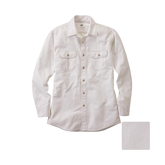 MEN Light Weight Denim Long Sleeve Shirt B