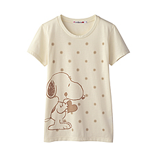 WOMEN SNOOPY Graphic Short Sleeve T Shirt F