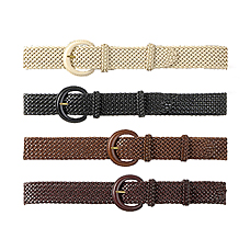 WOMEN Leather Buckle Braided Belt