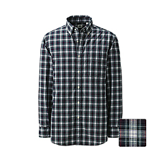 MEN Extra Fine Cotton Broadcloth Check Long Sleeve Shirt C