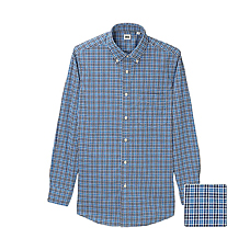 MEN Extra Fine Cotton Broadcloth Check Long Sleeve Shirt F