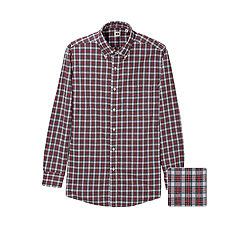 MEN Extra Fine Cotton Broadcloth Check Long Sleeve Shirt G