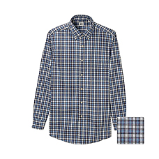 MEN Extra Fine Cotton Broadcloth Check Long Sleeve Shirt G