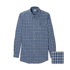 MEN Extra Fine Cotton Broadcloth Check Long Sleeve Shirt D