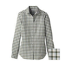 WOMEN Broadcloth Check Long Sleeve Shirt E
