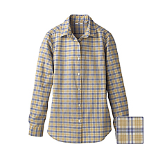 WOMEN Broadcloth Check Long Sleeve Shirt A