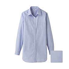 WOMEN Cotton Broadcloth Long Sleeve Shirt Tunic