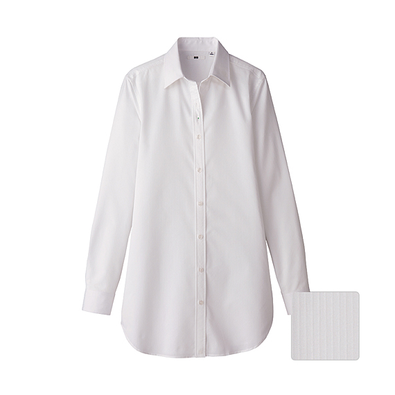 WOMEN Cotton Dobby Long Sleeve Shirt Tunic