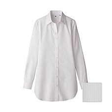 WOMEN Cotton Dobby Long Sleeve Shirt Tunic