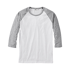 MEN Soft Touch Light Cotton Crewneck 3/4 TShirt(Color Block)