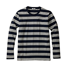 MEN Stripe Crew Neck Long Sleeve T Shirt B