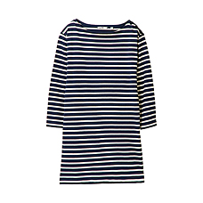WOMEN Striped Boat Neck 3/4 Sleeve Tunic