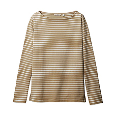 WOMEN Boat Neck Long Sleeve Striped T A