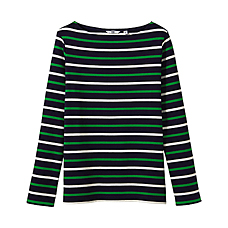 WOMEN Boat Neck Long Sleeve Striped T B