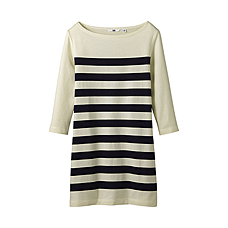WOMEN Panel Striped 3/4 Sleeve Tunic