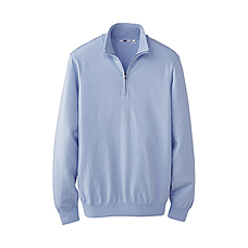 MEN Washable Cotton Half Zip Sweater A