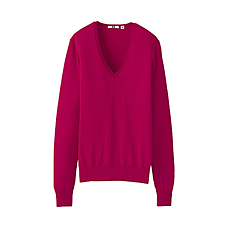 WOMEN Cotton Silk Cashmere V Neck Sweater