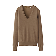 WOMEN Cotton Silk Cashmere V Neck Sweater