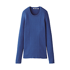 WOMEN Cotton Rib Crew Neck Sweater