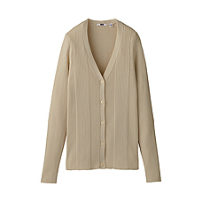 WOMEN Cotton Rib V Neck Cardigan