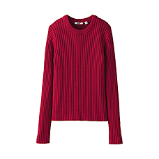 WOMEN Wide Rib Crew Neck Sweater