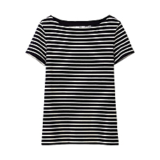 WOMEN Striped Boat Neck Short Sleeve T