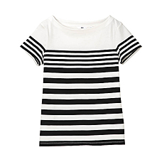 WOMEN Engineer Striped Boat Neck T(Short)