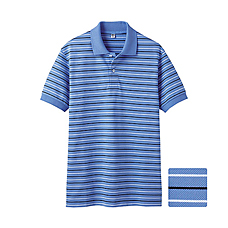 MEN Dry Pique Striped Short Sleeve Polo Shirt B