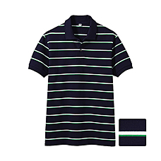 MEN Dry Pique Striped Short Sleeve Polo Shirt C