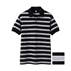 MEN Dry Pique Striped Short Sleeve Polo Shirt D