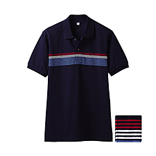 MEN Dry Pique Striped Short Sleeve Polo Shirt E